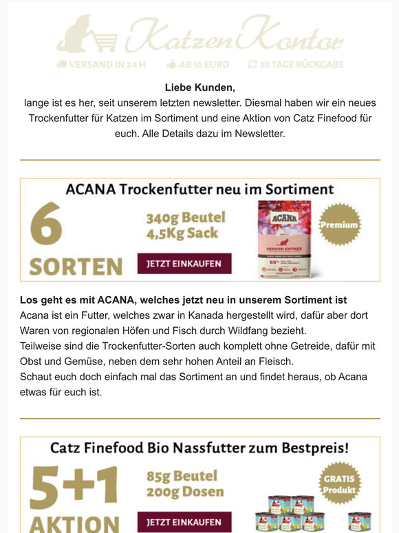 Acana neu im Sortiment und eine Catz Finefood Bio Aktion