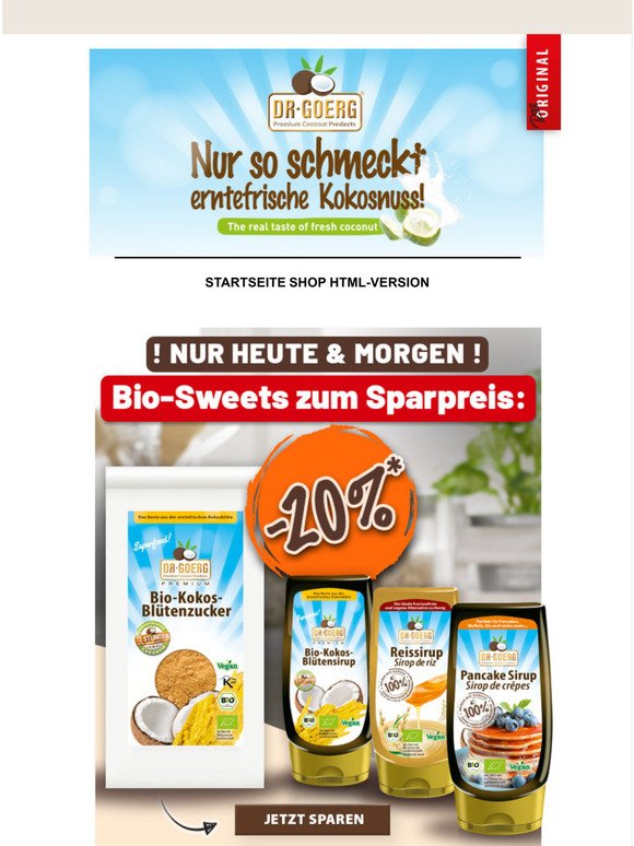 -20 %* auf Kokosbltenzucker & Sirup-Varianten! 