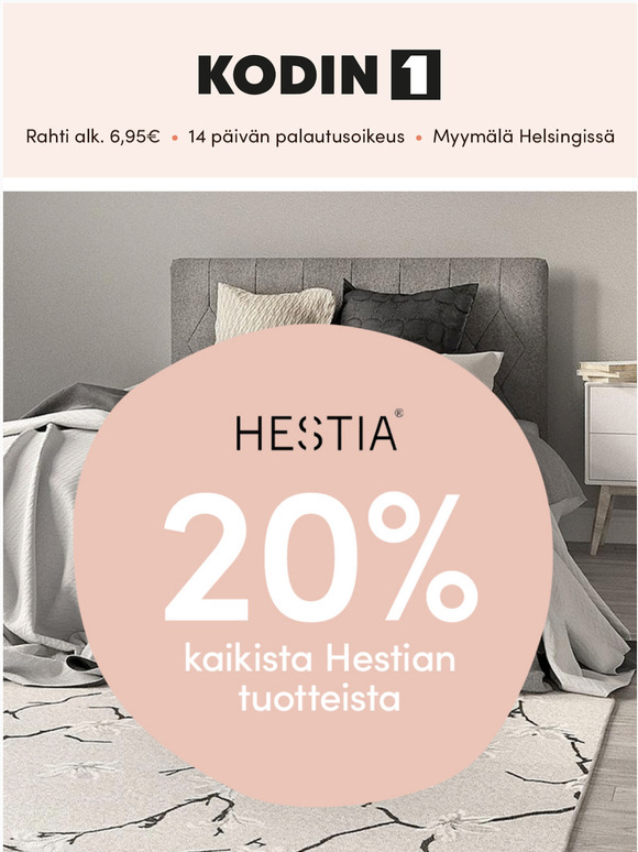20% alennusta kaikista Hestian tuotteista!