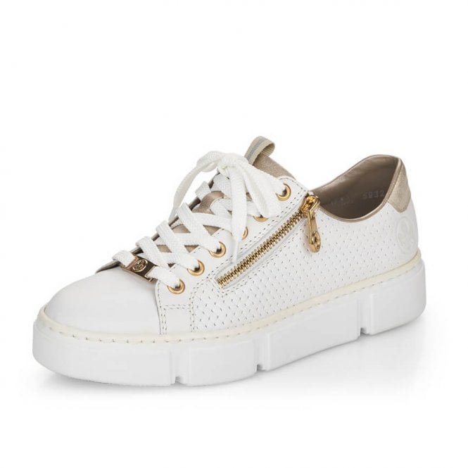 N5932-80 Alula Smart Casual Leather Trainers In White