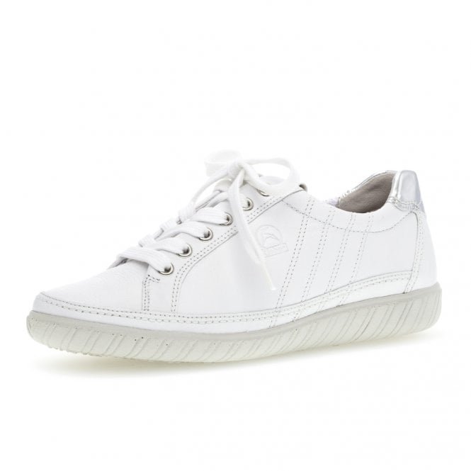 Amulet Women's Wide Fit Sporty Trainers In White/Silver