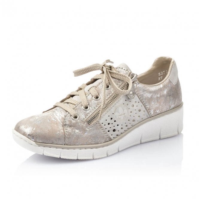 53715-90 Dallas Smart Casual Lace-Up Trainers In Rose Metallic