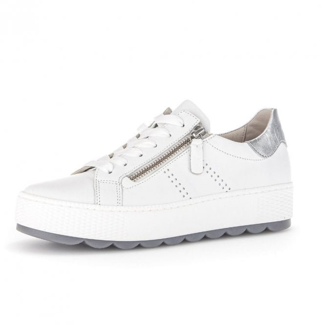 Quench Lace Up Leather Wide Fit Sneakers in White