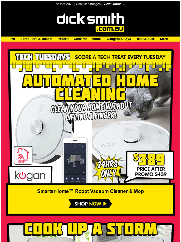 Tech Tuesday: SmarterHome Robot Vacuum & Mop $389 - 24 HRS ONLY!