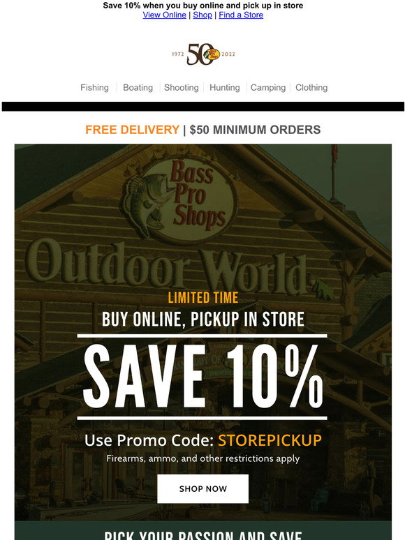 Bass Pro Shops: Limited Time! Save 10% with this online exclusive! | Milled