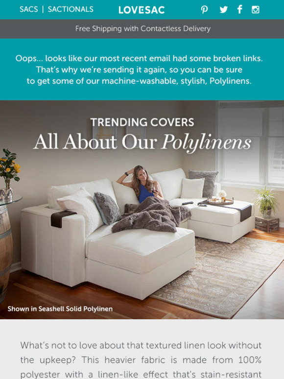 LoveSac This Email May Look Familiar Now With Working Links! Milled