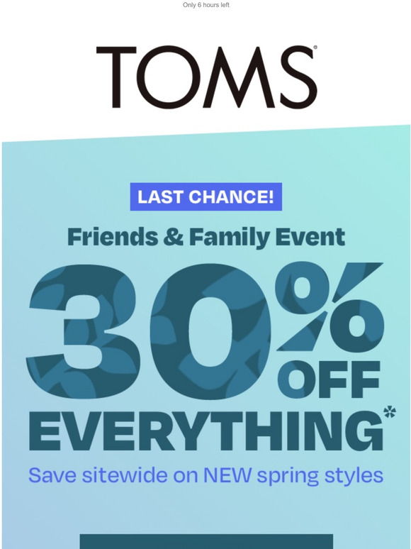 TOMS Email Newsletters Shop Sales, Discounts, and Coupon Codes