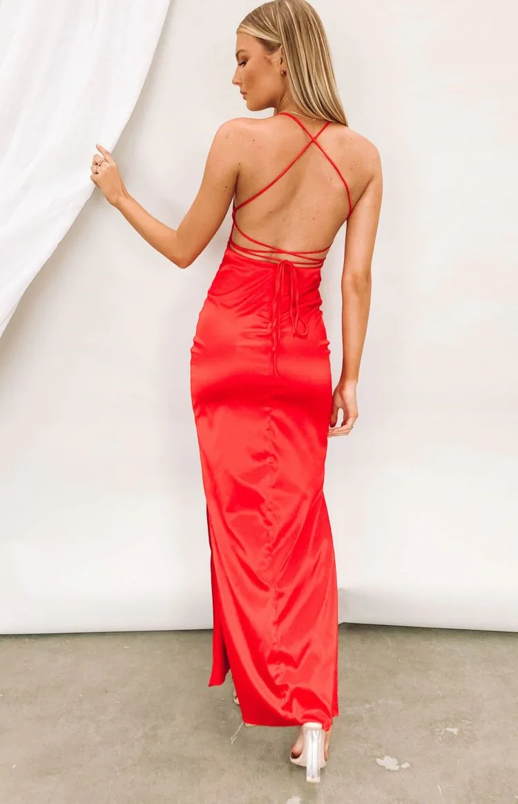 Image of Manhattan Slip Formal Dress Cherry