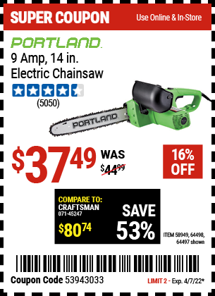 9 Amp 14 in Electric Chainsaw
