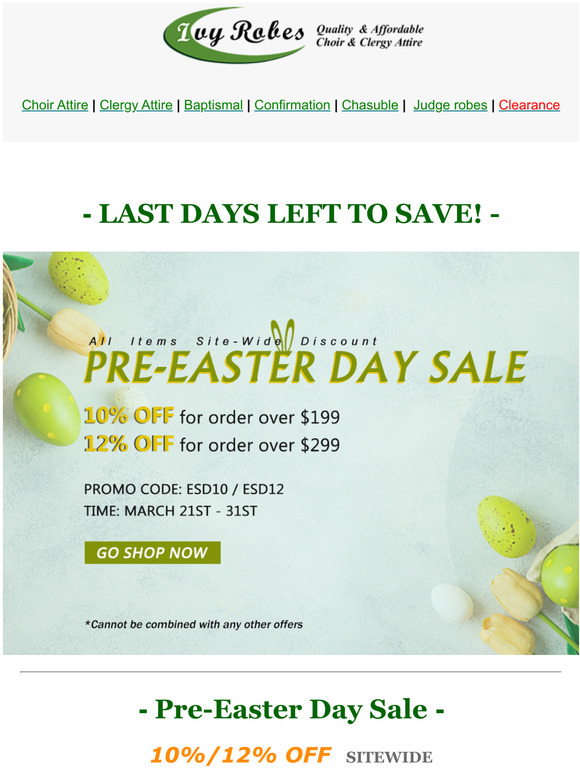 PRE-EASTER DAY SALE