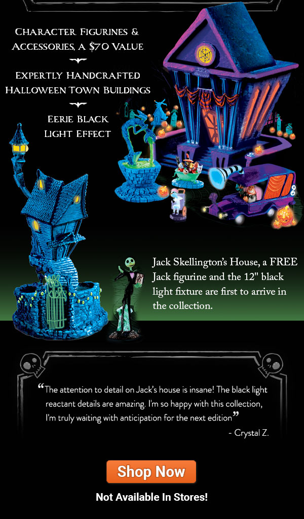 Nightmare Before Christmas Black Light Village And Figurines 