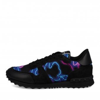 Black Neon Camouflage Rockstud Sneakers