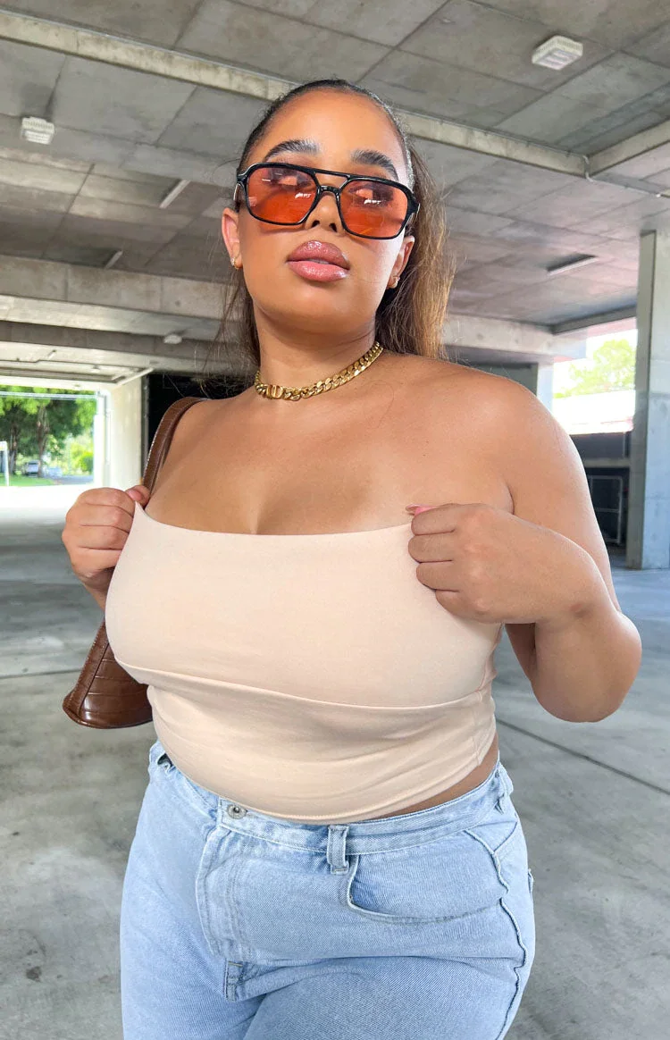 Image of Empire Tan Strapless Top