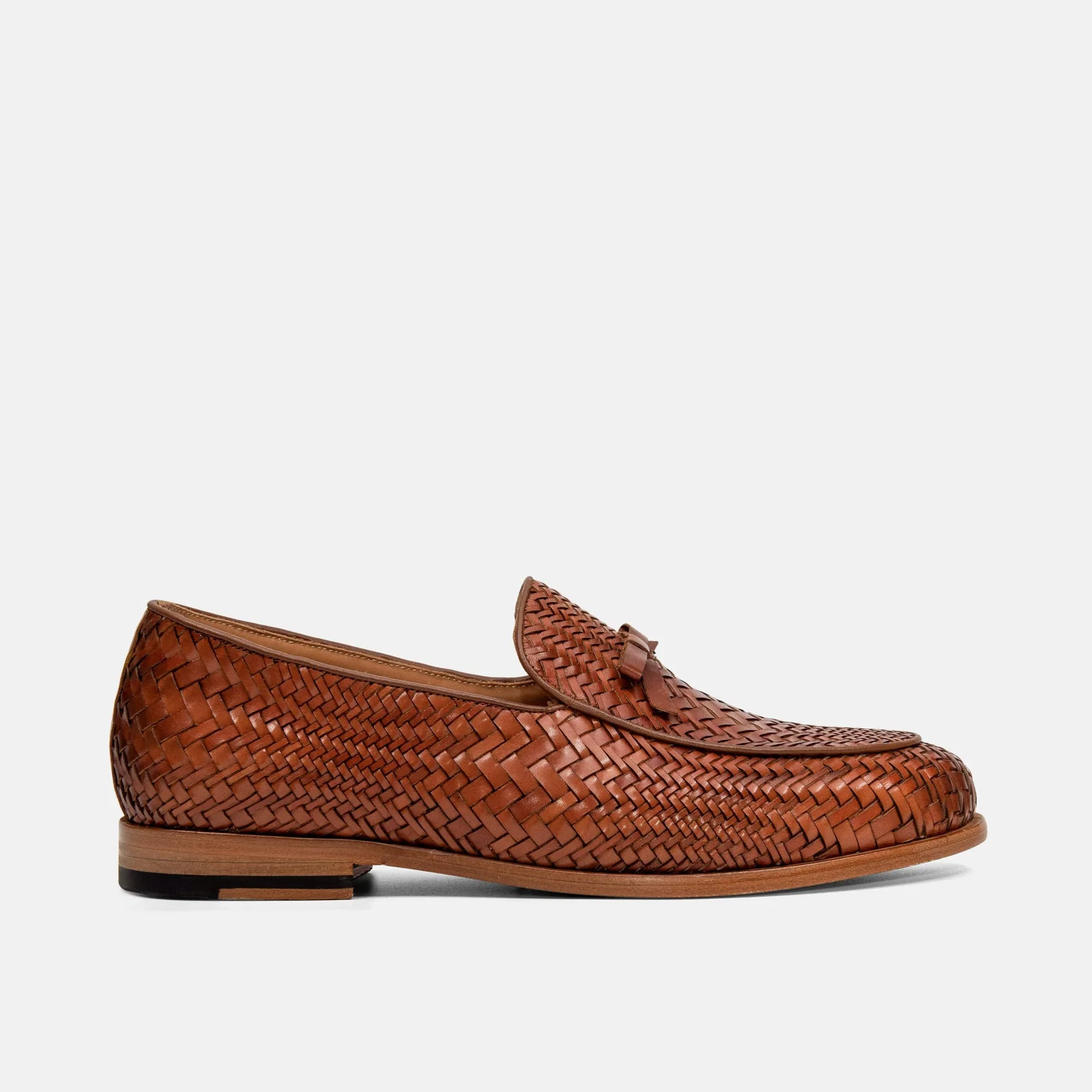 Marc Nolan Odell Loafers in Mustard Pebble Leather w Brown Leather Bow Journey Brown Croc Leather Lug Tassel Loafer main image 2