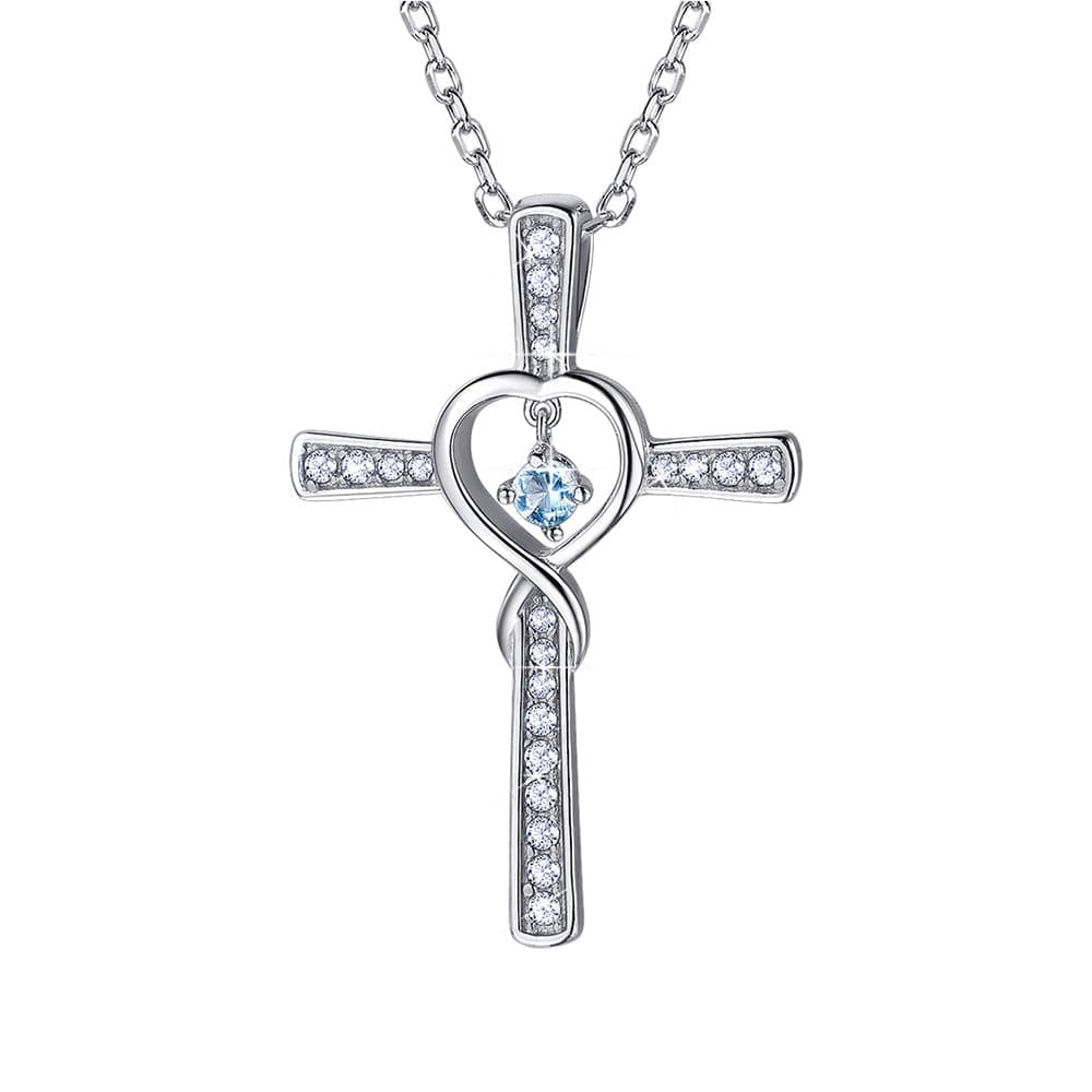U7 Jewelry Birthstone Infinity Cross Necklace For Women 925 Sterling Silver