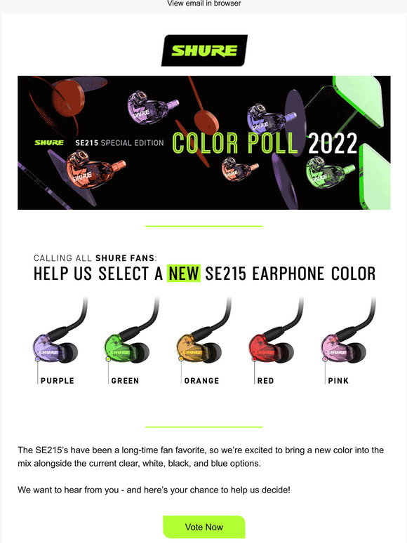 Shure Rings Color Shure: Cast Your Vote for the New SE215 Earphone Color | Milled