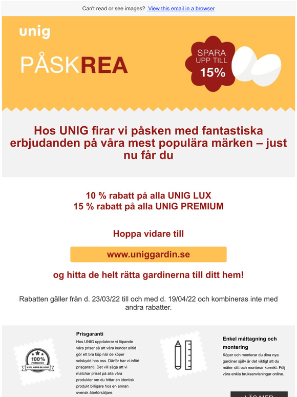 Spara upp til 15% hos UNIG p PSKREA