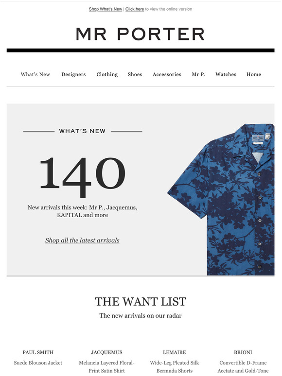 Mr Porter Email Newsletters: Shop Sales, Discounts, and Coupon Codes