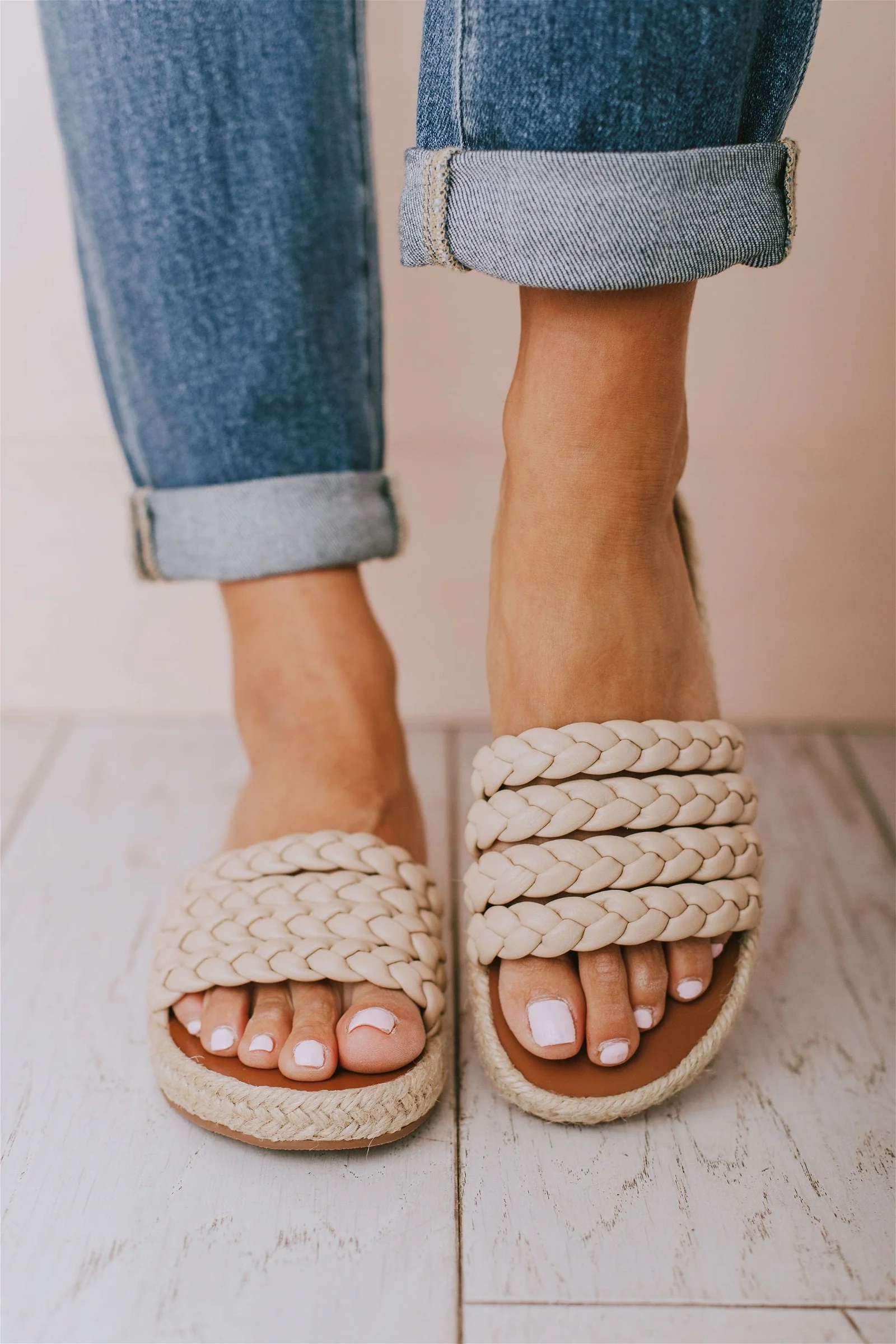 Image of Oren Braided Sandals Nude