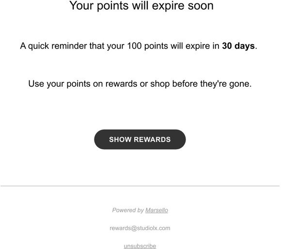 Your points at StudioLX will expire soon