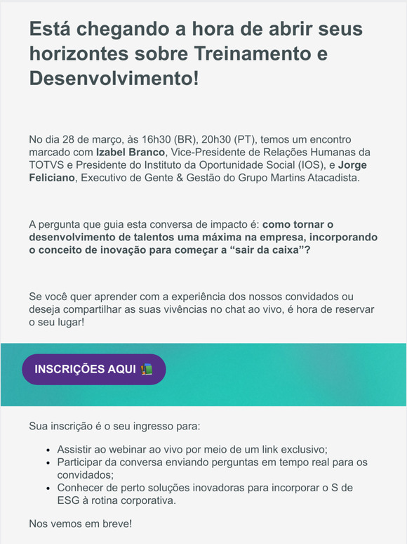 [RESERVADO] Sua vaga para o webinar Desenvolvimento de Talentos est aqui!