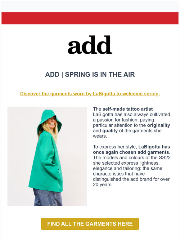 LaBigotta wears the SS22 add
