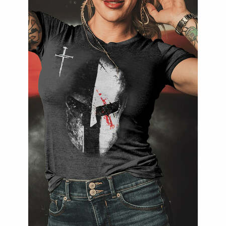 Spring and summer new warrior cross creative print women's fashion T-shirt