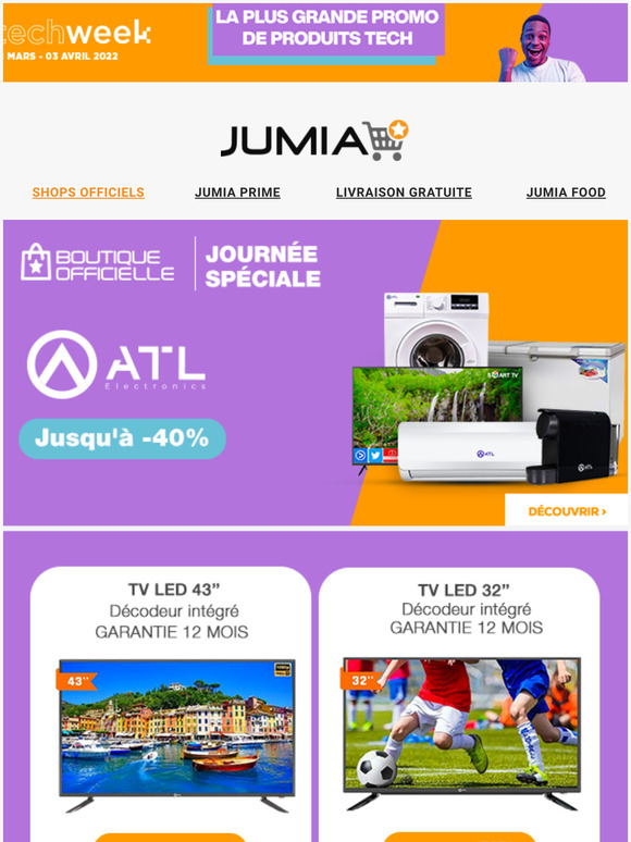 jumia ivory coast Journe Spciale ATL 62 900 fCFA la TV led 32