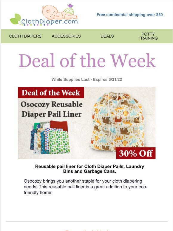 Deal of the Week: 30% Off Draw String Diaper Pail Liners