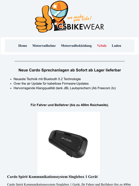 Neue Cardo Sprechanlagen bei CS BikeWear
