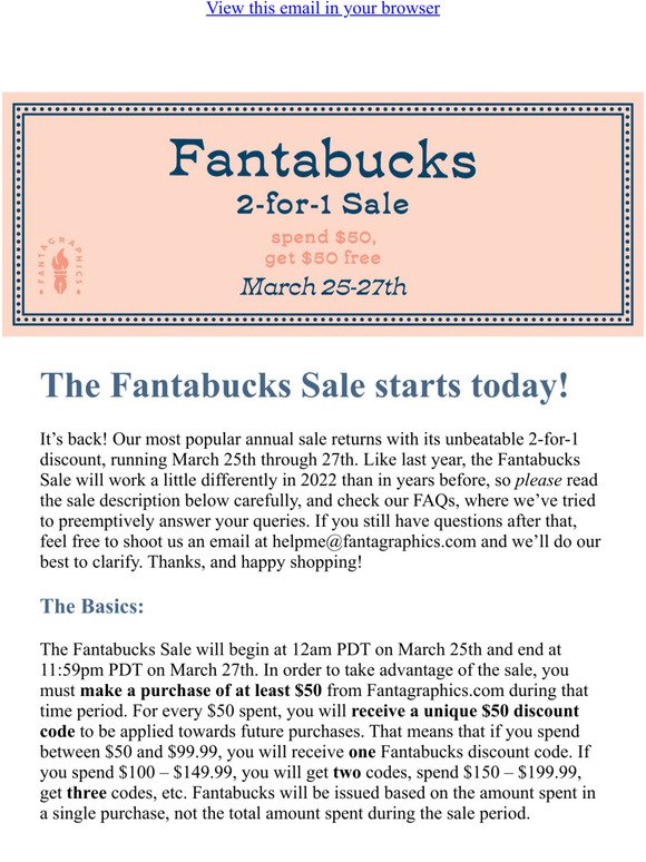 The Fantabucks 2-for-1 Sale Returns!