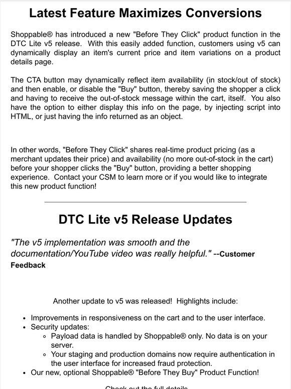 Shoppable Newsletter: New Product Function!