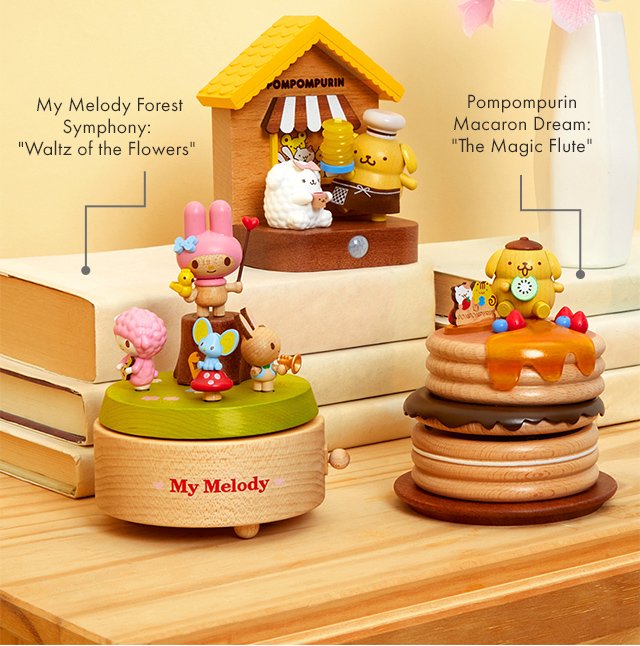 My Melody and Pompompurin Wooden Music Boxes