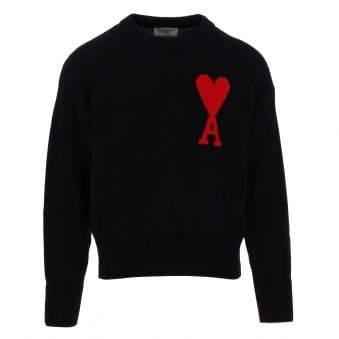 Black & Red Large A Heart Oversized Knitted Jumper