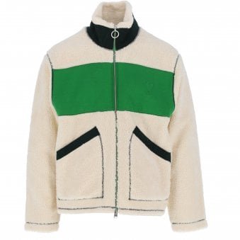 Off White/ Green Zipped Jacket