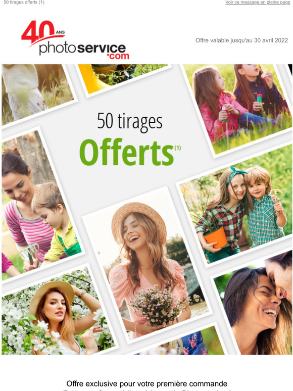 Offre exclusive sur les tirages Photo