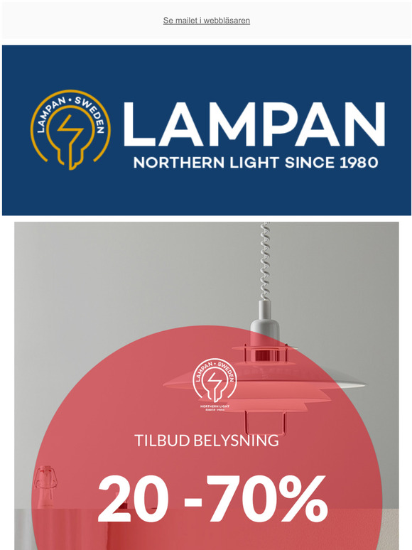 Tilbud belysning! 20-70% pnsten alt!