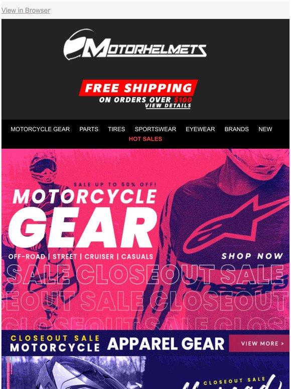 Huge Discounts on our Moto Gear Closeout Sale!