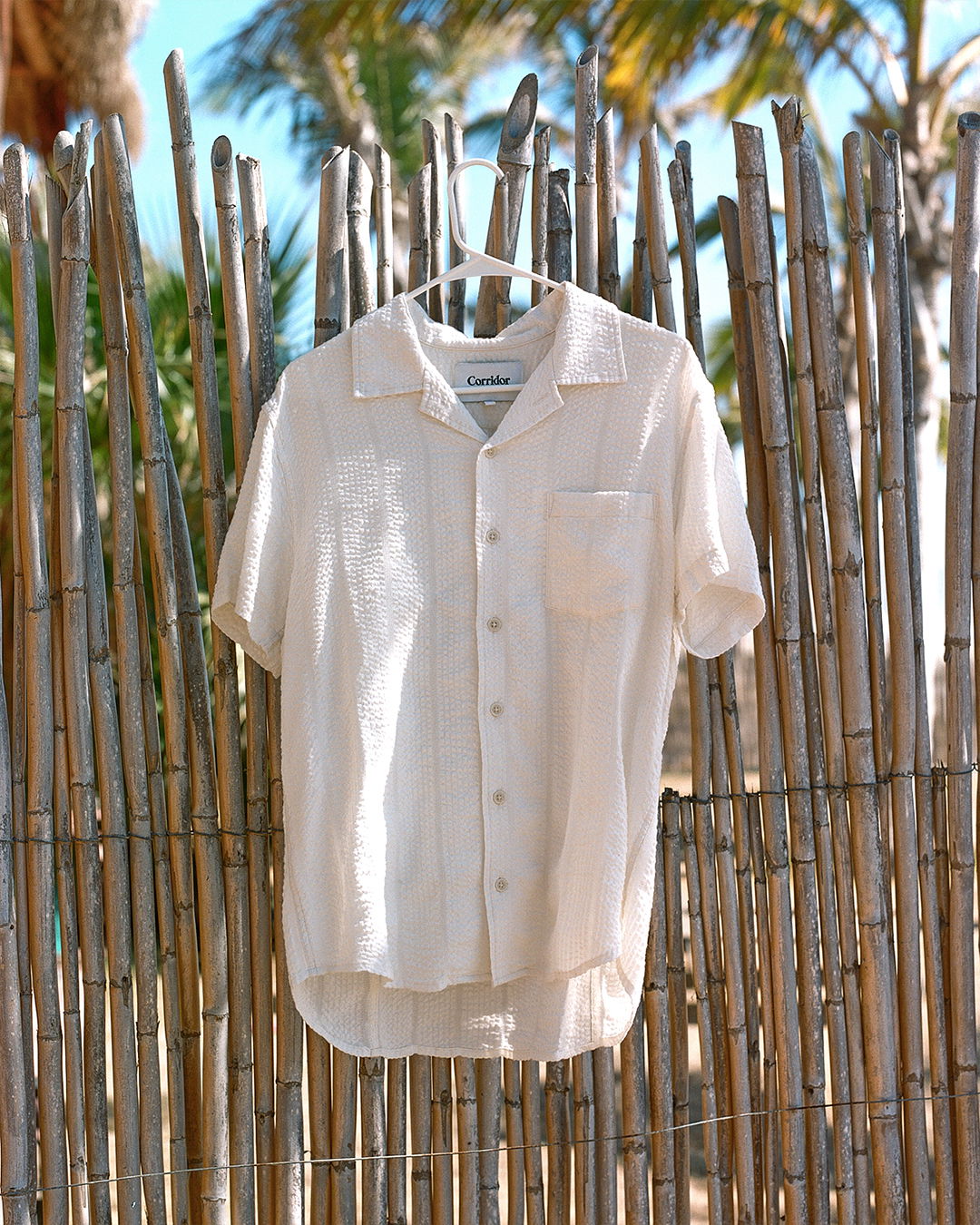 Corridor Striped Seersucker Short Sleeve Shirt - White