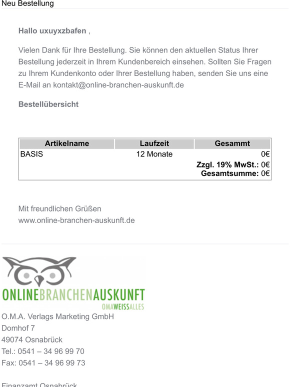 Neu Bestellung