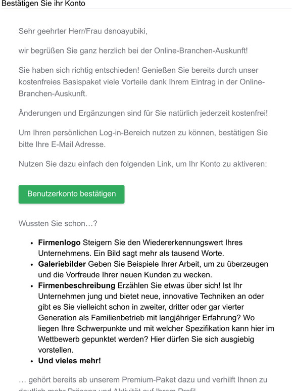 Besttigen Sie ihr Konto