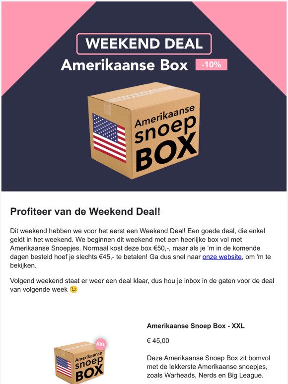 Weekend Deal: 10% korting op de  Amerikaanse Snoep Box!