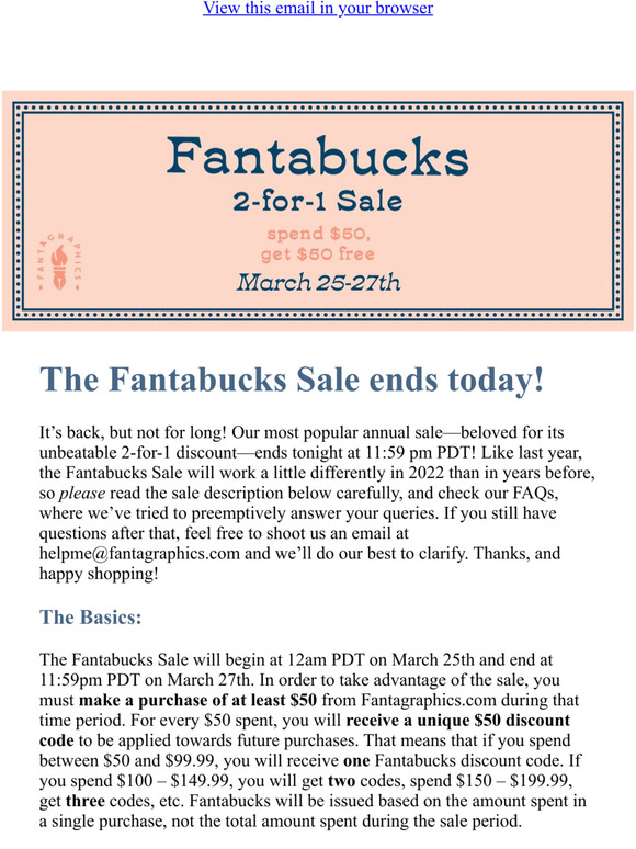 The Fantabucks 2-for-1 Sale Ends Today!