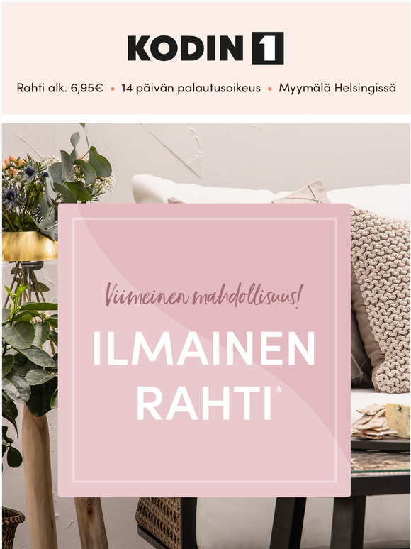 Ilmainen rahti pttyy nyt! Shoppaile viel kun ehdit