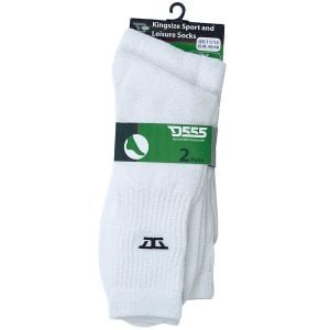 D555 Kingsize Logan Sport Socks 2-Pack White (11-16 UK)