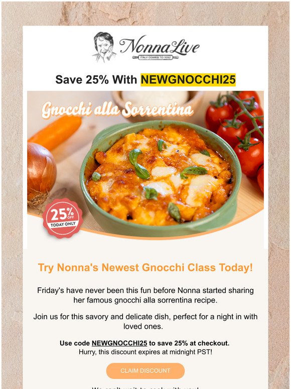 Save BIG on our newest Gnocchi class!