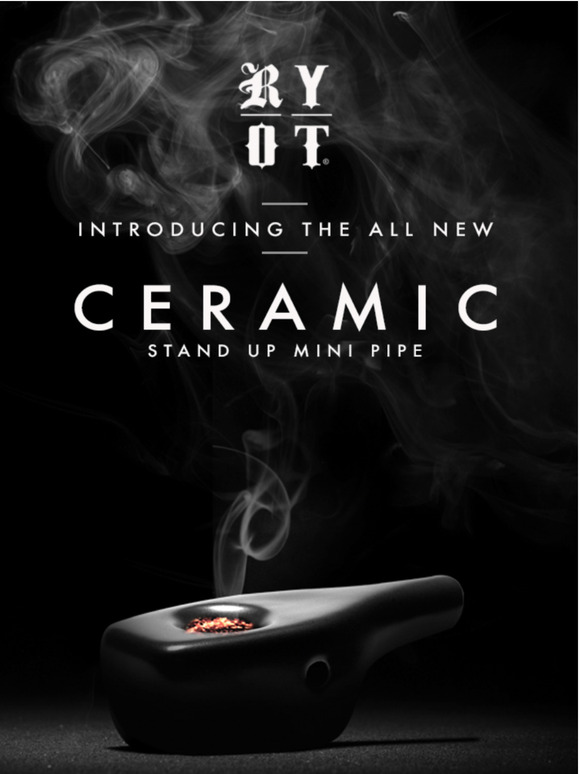 RYOT INTRODUCING THE ALL NEW CERAMIC STAND UP MINI PIPE Milled