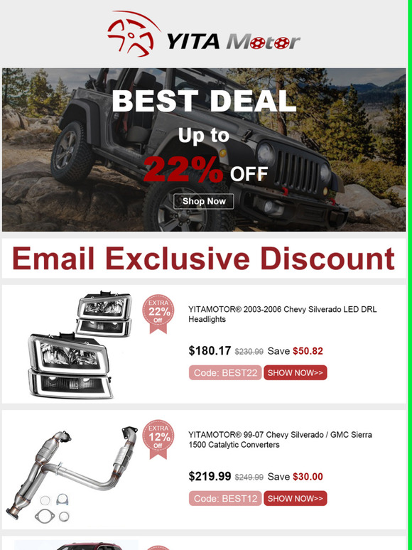 7% OFF, 12% OFF or 22% OFF? -YITAMOTOR