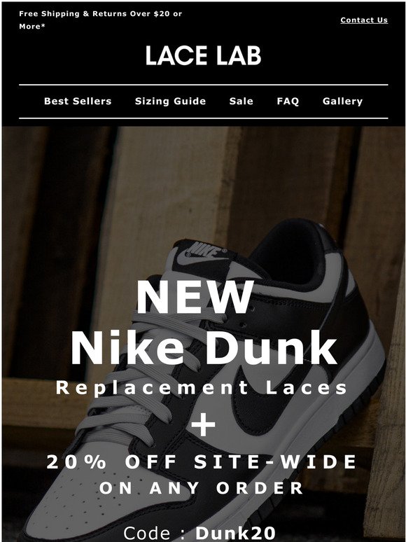 Nike Dunk Replacement Shoelaces & 20% OFF Lace Lab