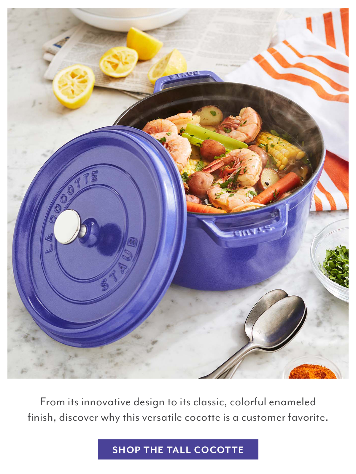 Sur la Table Our most popular Staub pan is back in new Blueberry. Milled